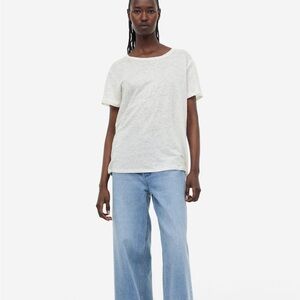 H&M Off White Linen T-shirt